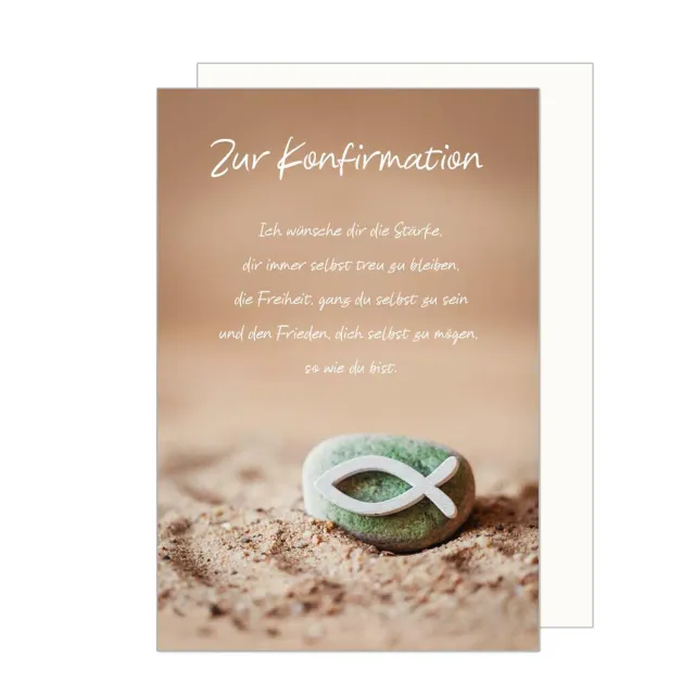Edition Seidel 24493 confirmatiekaart met envelop vis stenen