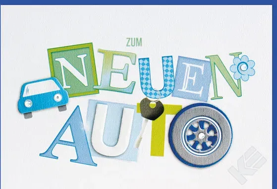 Kurt Eulzer Letterline 44-1182 wenskaart nieuwe auto vilt