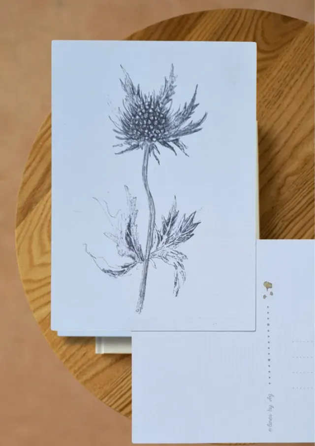 Blad & Beeld Distel kaart bloemenkaart met envelop