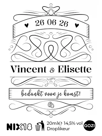 Gozi Drop Likeur etiketten 150 stuks personaliseerbaar