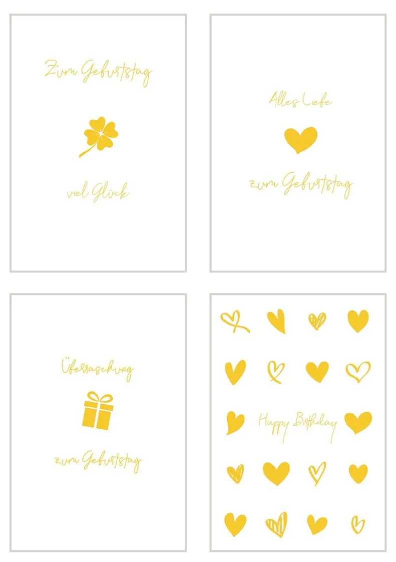Edition Seidel Premium 20176 verjaardagskaarten goud set 12 met envelop