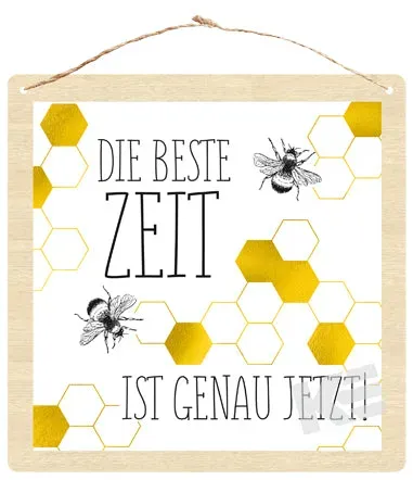 Kurt Eulzer Bee Happy 01-0586 decoratiebord hout 16x16 cm