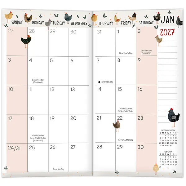 Sellers Publishing Happy Hens 2027 zakagenda 29 maanden