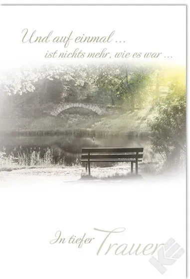 Kurt Eulzer 81-1115 rouwkaart bank brug bomen In tiefer Trauer